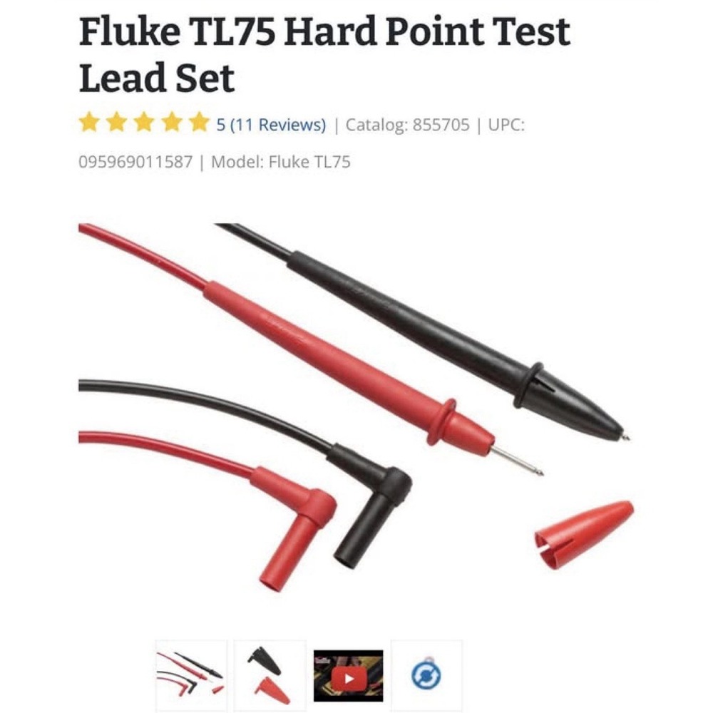 Fluke TL75 Multimeter General Purpose Measurement Hard Point Test Lead Probe